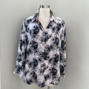 Foxcroft Womens Plus 18W Wrinkle Free Shaped Shirt Floral Blouse Top Long Sleeve